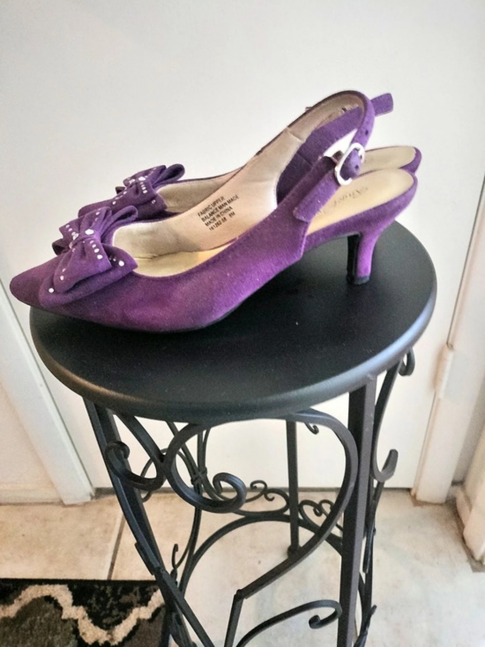 Angel Steps Purple Embellished Bow Heels